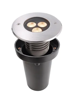 Image de Spot LED encastré de sol, 3x2W, blanc chaud, rond