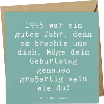 Produktbild von Mr. & Mrs. Panda Grußkarte Spruch 1995 Geburtstag - Meeresbrise - Geschenk, Glückwunschkarte, Feier, Glückwunsch, doppelkarte, brachte uns dich, einzigartige Geschenke