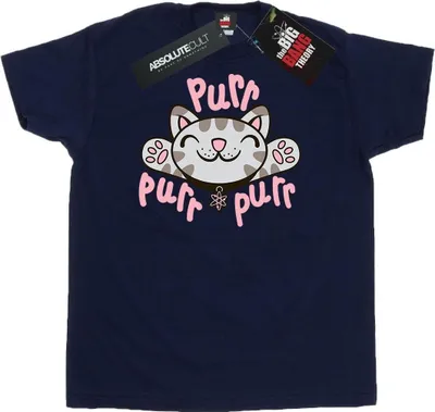 Imagen del producto de Camiseta para hombre de la serie "The Big Bang Theory" con el diseño "Soft Kitty Purr", modelo BI12820 (talla 3XL), color azul marino
