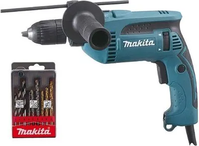 Image de Perceuse à percussion MAKITA Ø 13 mm 680W + Coffret de forêts OFFERTS - HP1641K1X