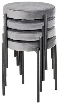 Productafbeelding van HOMCOM Set van 4 eetkamerstoelen, geschikt voor eetkamer, keuken, staal, grijs