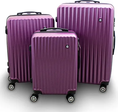 Produktbild von Barut Kofferset 3-teilig Reisekoffer Trolley Hartschalenkoffer ABS Teleskopgriff Modell General (Lila) MS-17074