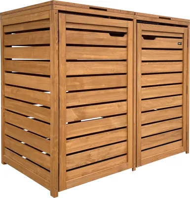 Produktbild von AXI Lex Mülltonnenbox Holz Braun | Mülltonnenverkleidung mit Deckel für 2 Tonnen - 240 - 480L | Müllbox / Aufbewahrungsbox für Mülltonnen