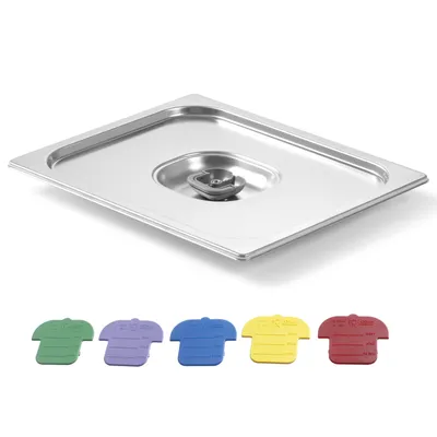 Immagine prodotto di Coperchio per contenitore GN con clip colorate Haccp GN2/4 530x162mm in acciaio inox - Hendi 805275