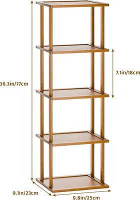 Produktbild von Vertikales Schuhregal mit 5/6/7/8 Ebenen, schmales Schuhregal aus Bambus, kleiner Schuh-Organizer, platzsparendes Eckschuhregal, hoher Schuhturm, freistehendes Schuhregal für Eingangsbereich, Schrank
