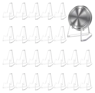 Produktbild von Acryl Kartenständer und Münzhalter für Sammelkarten und Münzen, 25 Stück, kleine Staffelei für Kartenpräsentation, transparente Acrylständer für Münzhalter, Medaillen und Taschenuhren