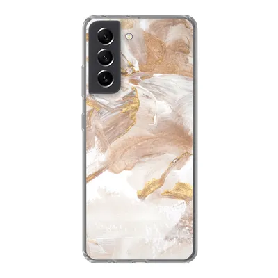 Produktbild von MuchoWow® Handyhülle Schutzhülle Hülle für Samsung Galaxy S21 FE Wasserfarbe - Gold - Braun Silikon Softcase Handy Hülle - Mobiltelefonhülle