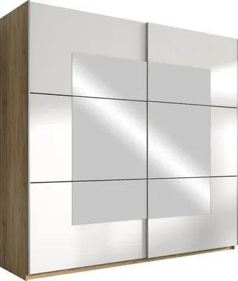 Immagine prodotto di Armadio ad ante scorrevoli Armadio sanremo rovere bianco 221x61x210cm Specchio