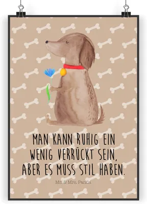 Produktbild von Mr. & Mrs. Panda Bild Hund Blume DIN A3 - Hundeglück - Geschenk, Haha, Frauchen, Wandschmuck, Süß, wanddeko, Hunde, Sprüche, Kunstdruck, Wandbild, drucke