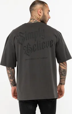 Produktbild von Herren T-Shirt Oversize SIMPLY BELIEVE Grey/Black S Tapout