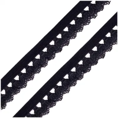 Wäschegummi 20% Elasthan Faltgummi Ziergummi 15mm Dessousgummi Bogenkante ab 1m schwarz