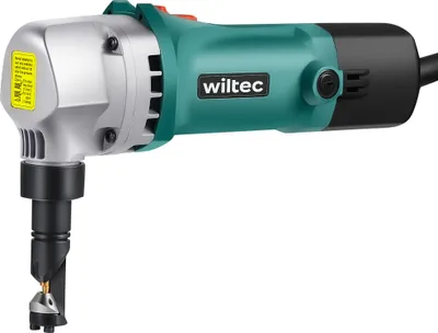 Image de Wiltec Grignoteuse électrique de de tôle et plastique – 500 W – Profondeur de coupe 2,5 mm – 2000 tr/min max. – Outil de découpe de métal – Tête de coupe orientable 360°