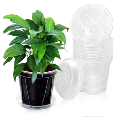 Produktbild von Durchsichtige Anzuchttöpfe mit Drainageloch, 10er Pack, 15 cm