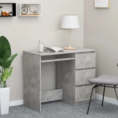 Image de vidaXL Bureau gris béton 90x45x76 cm Bois composite