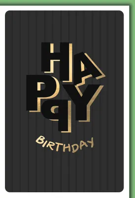 Produktbild von Geburtstag Glückwunschkarte mit Umschlag Happy Birtday auf schwarz Schriftkarte