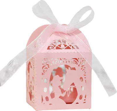 Produktbild von 50pcs Laser Cut Favor Boxen, Party Hochzeit Favors Boxen Mit Band, 5cm Kleine Geschenk-Boxen Für Geschenke, Mini Süßigkeiten-Boxen