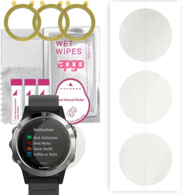 Produktbild von apgo 3 Stück Schutzfolie, Matt, kompatibel mit Garmin Fenix 5 Smartwatch, Hydrogel Displayschutzfolie mit Positionierhilfe, Displayfolie, robust und kratzfest