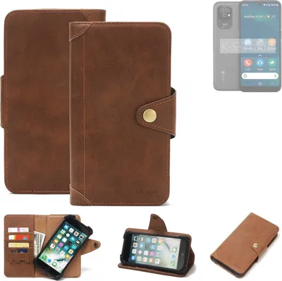 Produktbild von K-S-Trade Handyhülle kompatibel mit Doro 8100 Schutz Hülle Walletcase Bookstyle Tasche Case Handytasche Wallet Flipcase Cover PolyurethanBraun (1x)