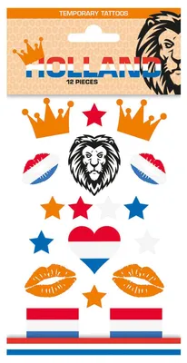 Produktbild von 1 Bogen Niederlande Holland Fan Tattoos temporär