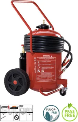Produktbild von Gloria SK 50 S/10 fahrbar 50l fluorfreier Schaum (Kartusche) Feuerlöscher + Plakette Fluorfrei