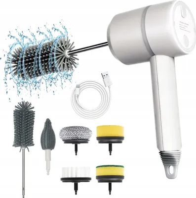 Produktbild von Elektrische Reinigungsbürste, Kabellose Wiederaufladbare Reinigungsbürste, 3 Geschwindigkeiten und 6 Bürstenköpfen, für Badewanne, Bad, Küche, Garage