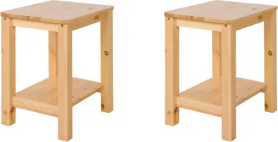 Produktbild von Homestyle4u 2271, Holzhocker Hocker Holz Natur 2 Stück Sitzhocker 2er Set Tischhocker Kniehocker Kiefer Massivholz