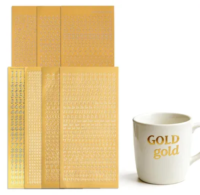 Goldfolien-Buchstaben-Set für Kerzen, 7 Blatt, 6000+ Zeichen