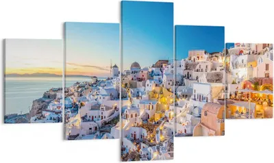 Produktbild von Bild auf Leinwand - Leinwandbild - Griechenland Insel Sommer - 125x70cm - Wand Bild - Wanddeko - Leinwanddruck - Bilder - Kunstdruck - Wanddekoration - Leinwand bilder - Wandkunst - EA125x70-4062