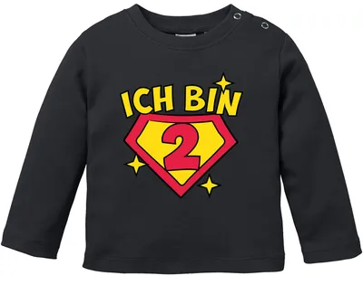 Produktbild von Baby Langarm-Shirt 1. und 2. Geburtstag Superheld Geschenk lustig Geburtstagsshirt Baumwolle Junge/Mädchen MoonWorks® 2 Jahre schwarz 92/98 (16-24-Monate)
