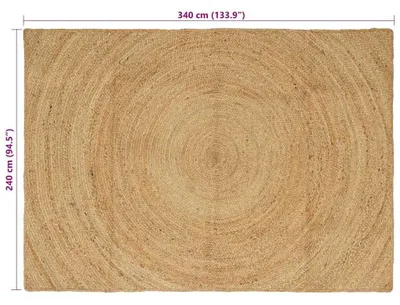 Image de vidaXL Tapis de salon Nature 240 x 340 cm en jute