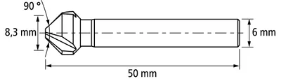 Productafbeelding van HSS kegel-/ontbraamverzinker, 90 graden, Ø 8,3 mm, schacht-ø 6 mm