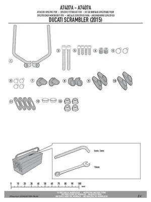 Produktbild von GiVi Montagekit für Windschild 7407AG/7407ASG für verschiedene Ducati Modelle