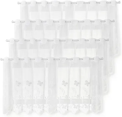 Image de Rideaux de style bistrot - Lot de 4 rideaux pour fenêtres - Dentelle