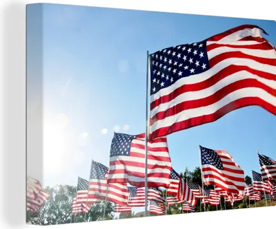 Produktbild von OneMillionCanvasses® - Leinwandbilder - 140x90 cm, Flaggen der Vereinigten Staaten, Wandbilder Kunstdruck Wanddekoration