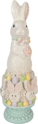 Zdjęcie produktu dla Clayre & Eef figurka dekoracyjna królik 12x11x34 cm biały plastik