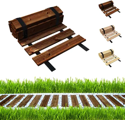 Immagine prodotto di passerella in legno da giardino be4nature 30 x 600 cm marrone scuro - sentiero rotabile in legno di larice, antiscivolo, flessibile, ideale per il giardino e la terrazza