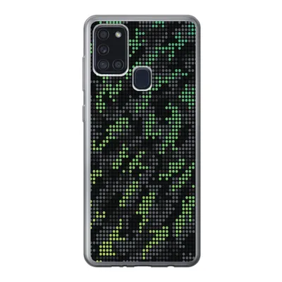 Produktbild von MuchoWow® Handyhülle Schutzhülle Hülle für Samsung Galaxy A21s Camouflage-Muster aus grünen und grauen Punkten Silikon Softcase Handy Hülle - Hartschale