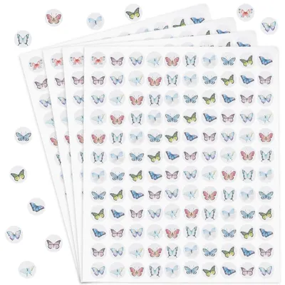 2400 Mini-Schmetterlingsaufkleber, 13 mm, rund, selbstklebend, 20 Blatt