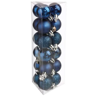 Produktbild von Winterliche Christbaum-Kugeln 18 Stück blau 3 cm - Einheitsgröße