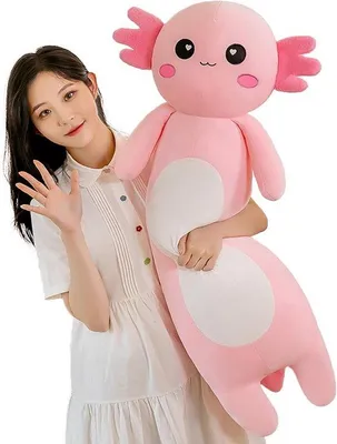 Obrázek produktu pro Plyšová hračka Axolotl, 80 cm - Roztomilé plyšové zvířátko - Měkká plyšová hračka pro děti - Růžová barva - Ideální pro mazlení