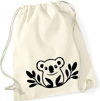 Produktbild von Huuraa Turnbeutel Koala Silhouette 12 Liter Natural Baumwolle Rucksack Geschenkidee