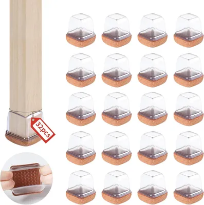 Produktbild von Stuhlgleiter 2,5 cm, 32 Stück, quadratisch, transparent, für Stuhlbeine