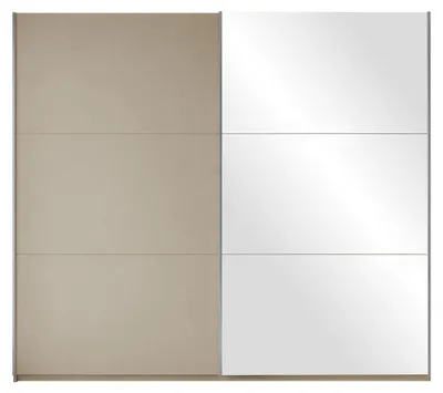 Produktbild von MIRJAN24 Kleiderschrank Rodos 225, Schiebetüren, Garderobe mit zwei Drehtüren, Spiegel, Schlafzimmer (Farbe: Sandbeige)