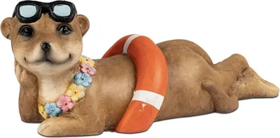Produktbild von Dekofigur Erdmännchen mit Schwimmring liegend L. 38cm aus Keramik Formano S26