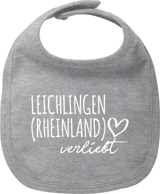 Produktbild von Huuraa Baby Lätzchen Leichlingen Rheinland verliebt Heather Grey Klettverschluss  Baumwolle Latz Geschenkidee