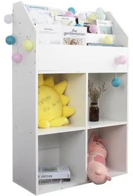 Immagine prodotto di Libreria Cameretta Bambini Legno Scaffale 5 Ripiani Porta Giocattoli Libri Bianco