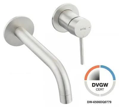 Produktbild von AVITAL Wand-Waschtischarmatur ARNETTE stainless steel gebürstet mit Unterputzgrundkörper