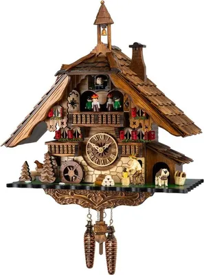 Produktbild von Engstler - 481_QMT - Kuckucksuhr - Quarz - Nussbaum - mit Musik mit Tanzpaar - 40 cm