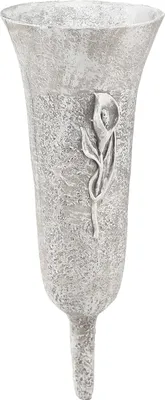 Produktbild von Edle Grabvase Grau zum Stecken, Calla-Motiv, wetterfest, Grabdekoration, H32,5cm