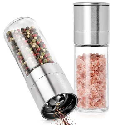 Zdjęcie produktu dla Vilde | Młynki do soli i pieprzu 2 szt. 85 ml - 13 cm - Stal nierdzewna srebrna